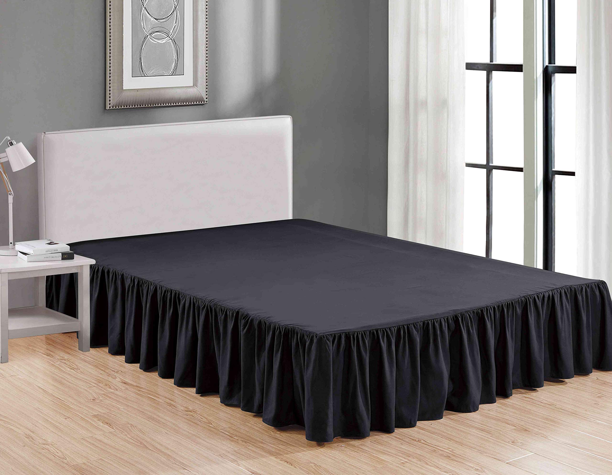 Funstersin Sheets & Beyond Wrap Around Solid Microfiber Luxury Hotel Quality Fabric Bedroom Gathered Ruffled Bedding Bed Skirt 1